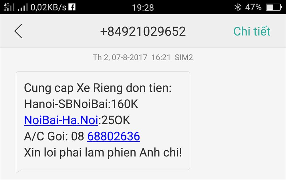 Làm sao hãng xe biết hành khách sắp đi Hà Nội để gửi tin nhắn rao dịch? (ảnh:PK). vụ