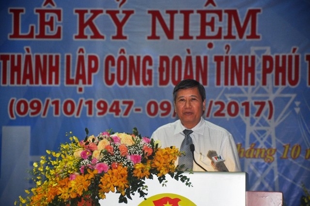 Đồng chí Trần Thanh Hải, Phó Chủ tịch Thường trực Tổng LĐLĐVN phát biểu tại buổi lễ.  