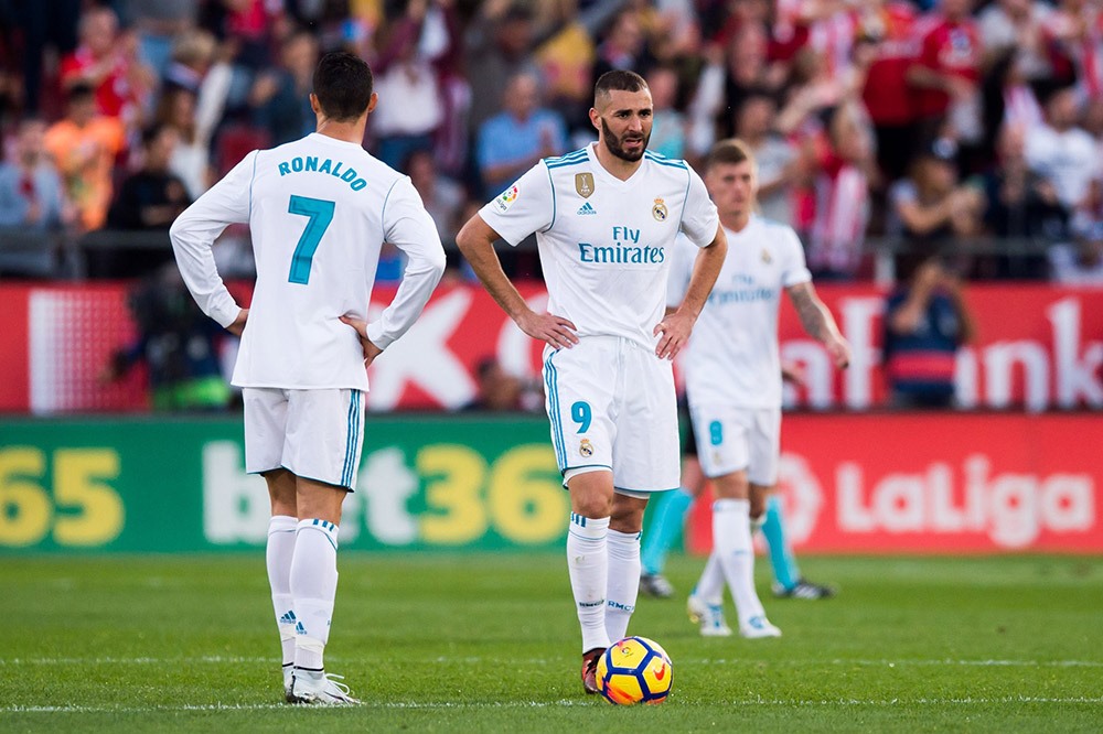 Ronaldo và Benzema có hiệu suất ghi bàn tệ không tưởng. Ảnh: Getty.