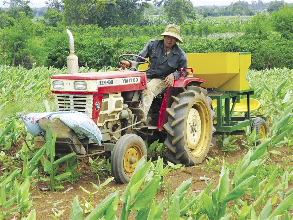 Chiếc máy trồng nghệ đa năng giúp nông dân tiết kiệm chi phí sản xuất nhưng  nâng cao năng suất. Ảnh: H.L