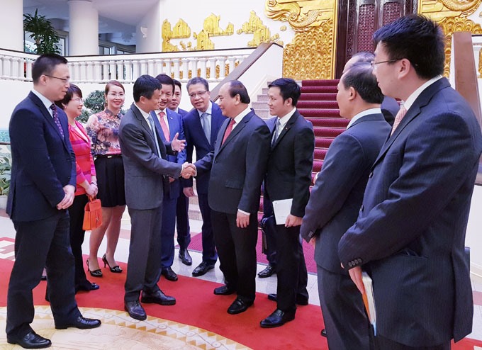 Tỷ phú Jack Ma hội kiến Thủ tướng Nguyễn Xuân Phúc. (Ảnh: Ngọc Thành)
