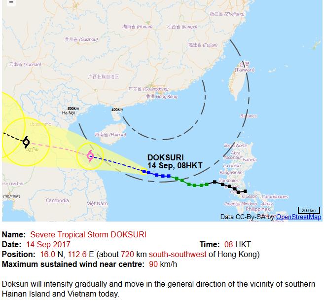 Ảnh bão số 10 do Đài Khí tượng Hồng Kong phát đi lúc 10h30 ngày 14.9