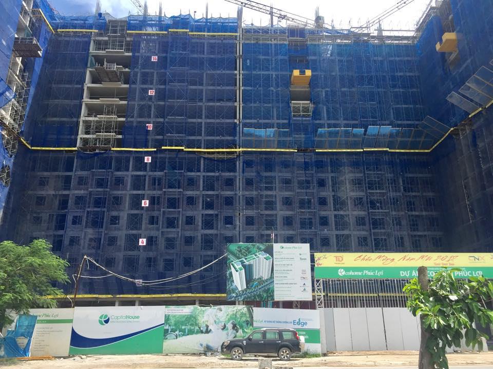 EcoHome Phúc Lợi đã xây đến tầng 16, ngày 25/9/2017 cất nóc toàn bộ dự án.