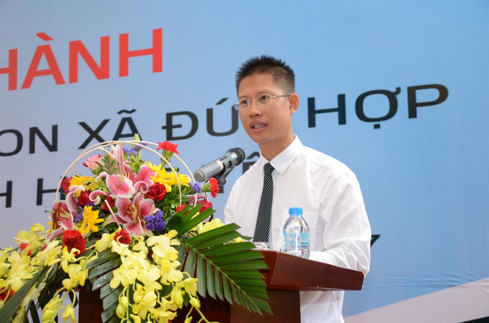 Ông Nguyễn Xuân Cao Cuờng – Phó Giám đốc phụ trách điều hành Vietcombank Hưng Yên phát biểu tại buổi lễ