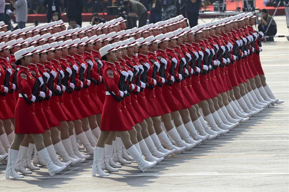 Đội danh dự quân đội Trung Quốc trong buổi lễ. Ảnh: AP.