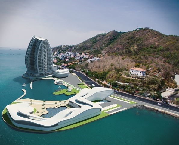 Mô hình công trình lấn biển xây thủy cung, khách sạn_Ảnh: CTV
