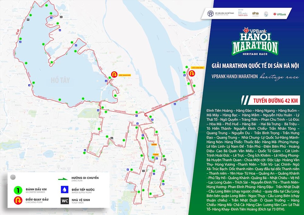 Đường chạy 42km VPBank Hanoi Marathon 2019