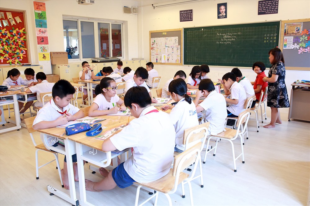 Một tiết học của học sinh tại quận Hà Đông, Hà Nội. Ảnh: HẢI NGUYỄN
