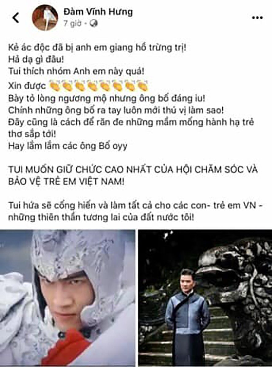 Status sau khi đám đông hành hung anh Tí theo lời kêu gọi của Đàm Vĩnh Hưng cũng đã được hạ khỏi trang Facebook cá nhân.