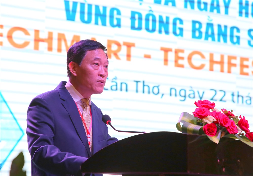Thứ trưởng Bộ Khoa học Công nghệ Trần Văn Tùng phát biểu tại sự kiện. Ảnh: H.Thơ.