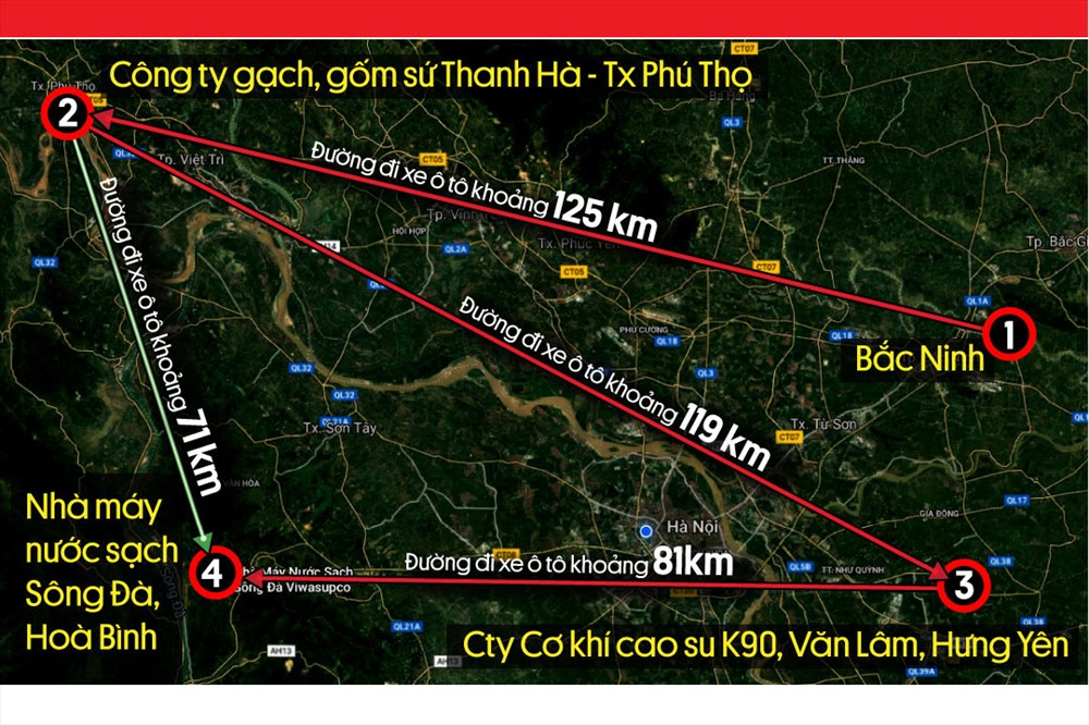 Lộ trình hơn 320km của dầu bẩn đổ vào nguồn nước sông Đà. Info: Nguyễn Hà - Duy Hưng
