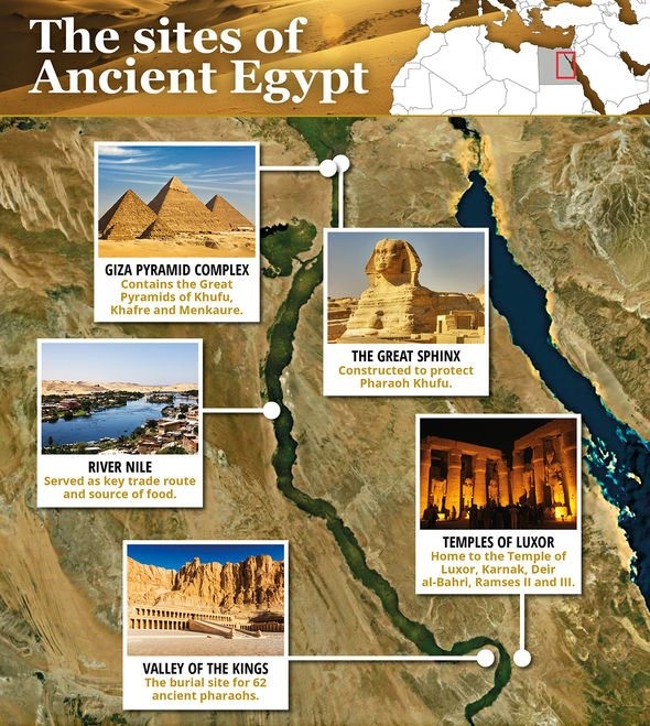 Vị trí các kim tự tháp Ai Cập cổ đại. Ảnh: Channel 5