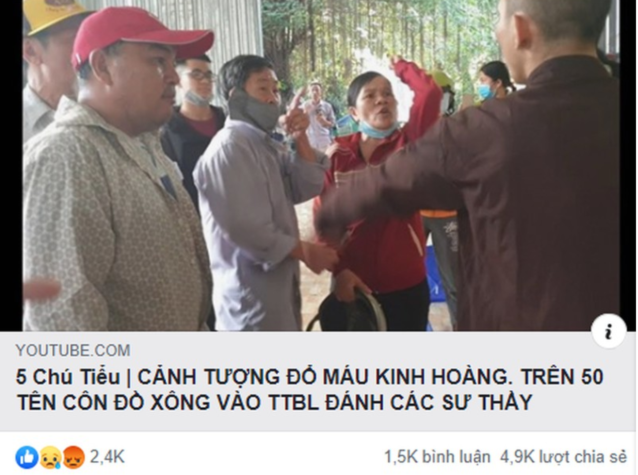 Một clip đăng tải về vụ xô xát tại tịnh thất Bồng Lai gây xôn xao dư luận