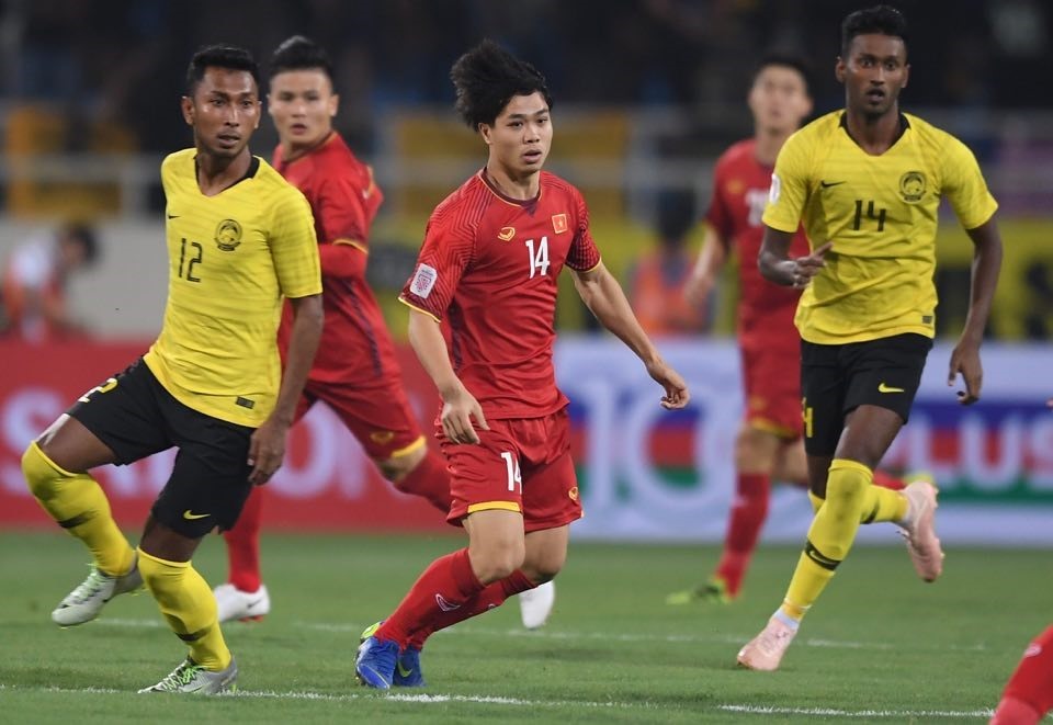 Công Phượng từng ghi bàn vào lưới Malaysia ở vòng bảng AFF Cup 2018. Ảnh: MT