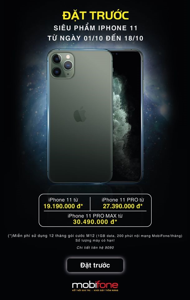 Mức giá iPhone ưu đãi rẻ hơn 2,5-3,5 triệu đồng so với thị trường khi mua kèm combo các gói cước của MobiFone.