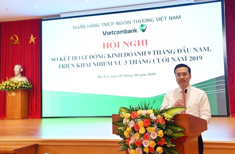 Tổng giám đốc Vietcombank Phạm Quang Dũng báo cáo kết quả kinh doanh 9 tháng đầu năm 2019