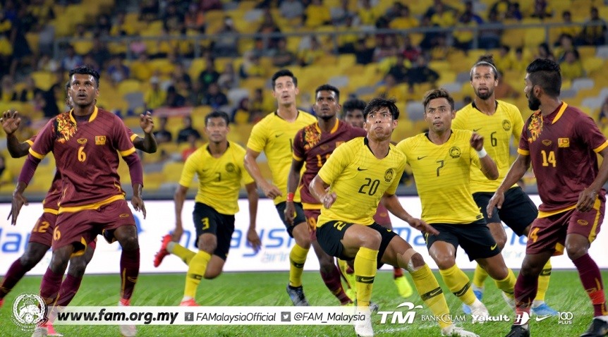 Chiến thắng 6-0 trước Sri Lanka ở trận giao hữu sẽ là cú hích cho tuyển Malaysia trước cuộc đối đầu tuyển Việt Nam. Ảnh: FAM