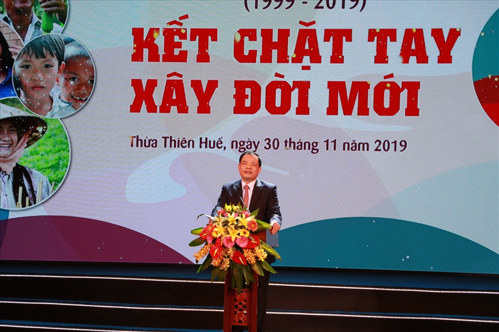 Ông Nguyễn Xuân Cường, Bộ trưởng Bộ NN&PTNN – Phó Trưởng ban thường trực Ban Chỉ đạo Trung ương về Phòng chống thiên tai phát biểu tại chương trình. Ảnh: Phúc Đạt.