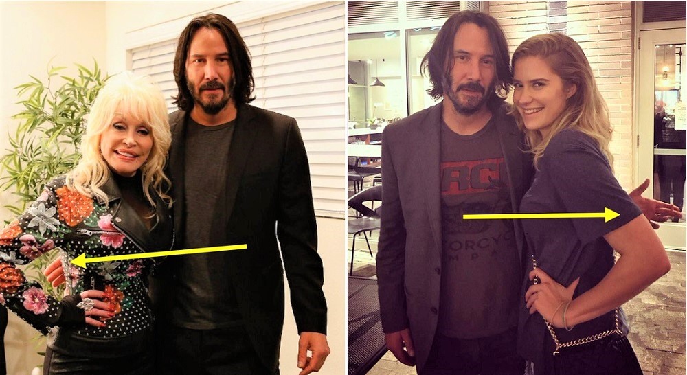 Quý ông lịch thiệp Keanu Reeves chụp ảnh với minh tinh nữ mà không hề chạm vào họ. Ảnh: tinhhoa.net