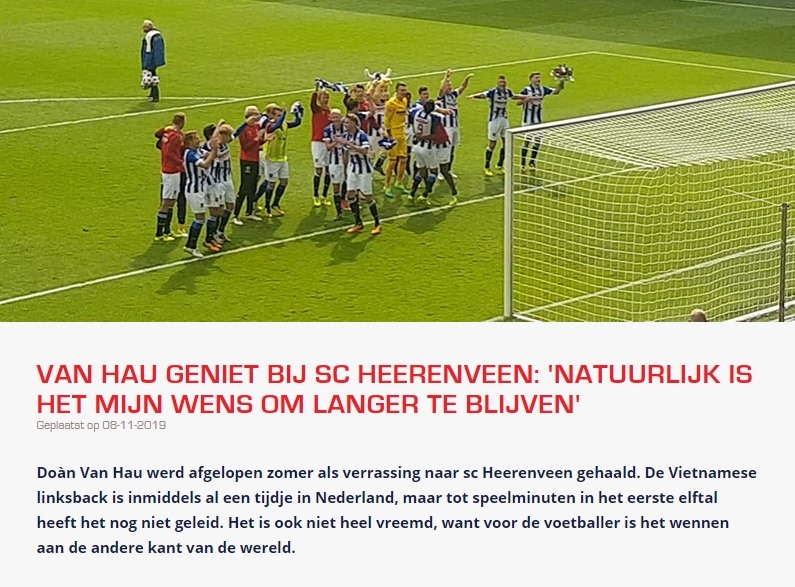 Văn Hậu: “Tôi muốn ở lại Heerenveen lâu hơn“. Ảnh chụp màn hình