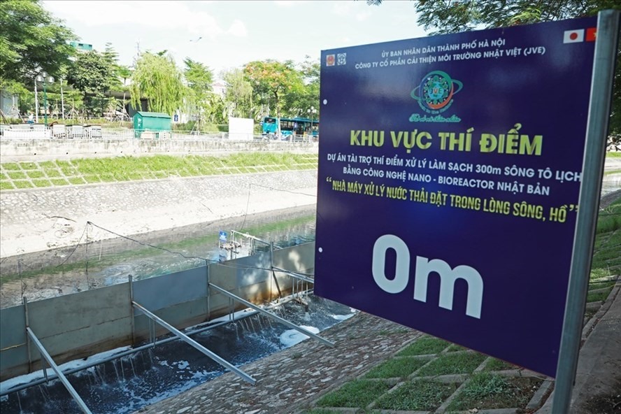 Khu vực thí điểm làm sạch sông Tô Lịch.