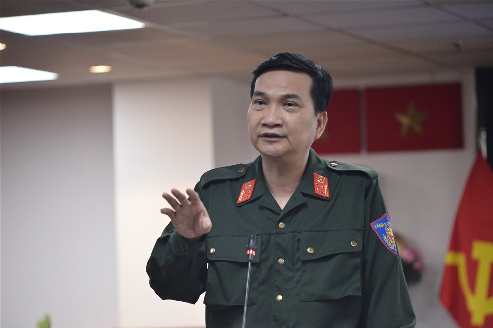 Đại tá Nguyễn Sỹ Quang - Phó giám đốc Công an TPHCM thông tin về buổi diễn tập an ninh