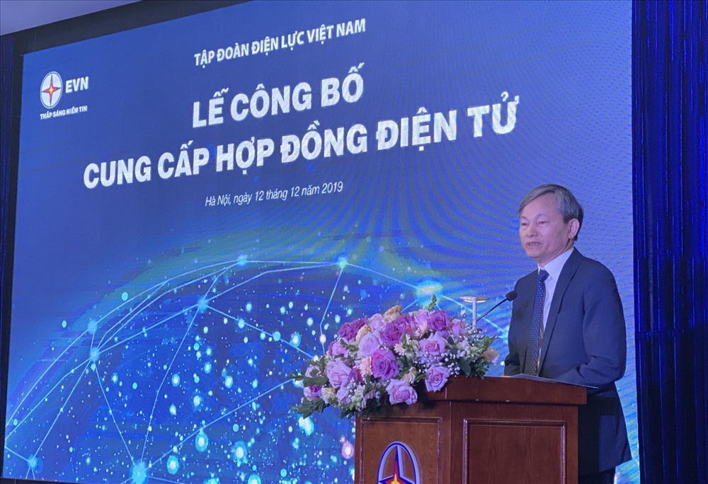 Ông Trần Đình Nhân - Tổng Giám đốc EVN phát biểu tại buổi lễ. Ảnh L.Hương