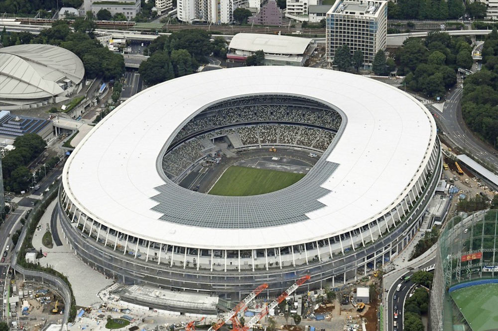Sân vận động biểu tượng của Olympic Tokyo 2020 và Paralympic Tokyo 2020, diễn ra từ ngày 24.7-9.8.2020. Ảnh: Kyodo