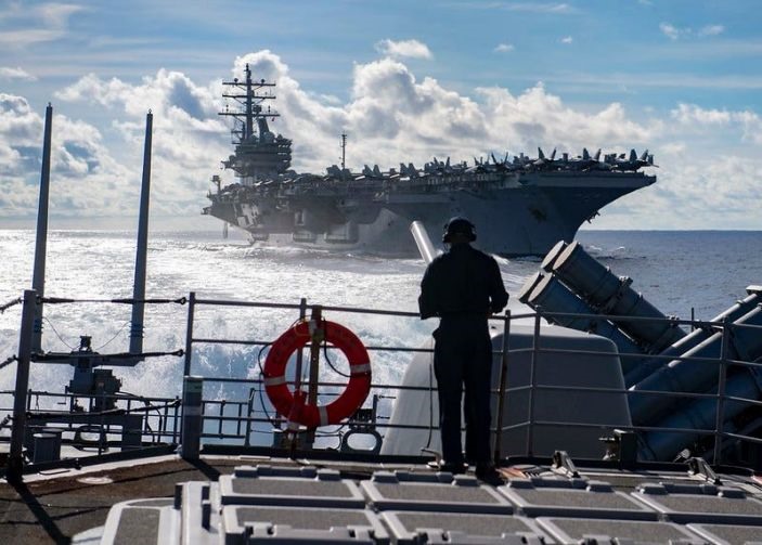 Thủy quân lục chiến nhằm mục tiêu giả định trong cuộc diễn tập ở Hawaii ngày 9.5.2019. Ảnh: BQP Mỹ