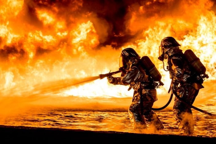 Huấn luyện phòng cháy chữa cháy tại căn cứ không quân thủy quân lục chiến Futena ở Okinawa, Nhật Bản ngày 25.1.2019. Ảnh: Hải quân Mỹ
