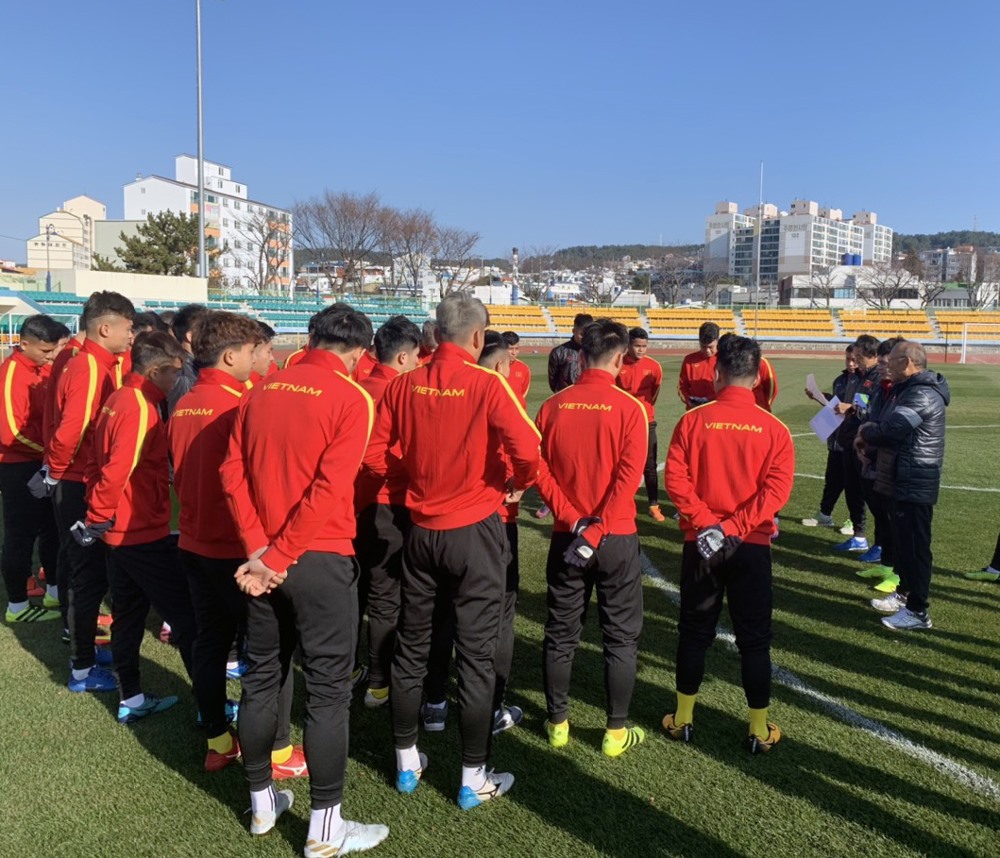 U23 Việt Nam đang tập huấn tại Hàn Quốc. Ảnh: VFF