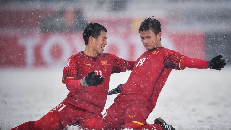 Bàn thắng của Quang Hải chắc chắn sẽ được lựa chọn là Biểu tượng U23 Châu Á. Ảnh: H.P