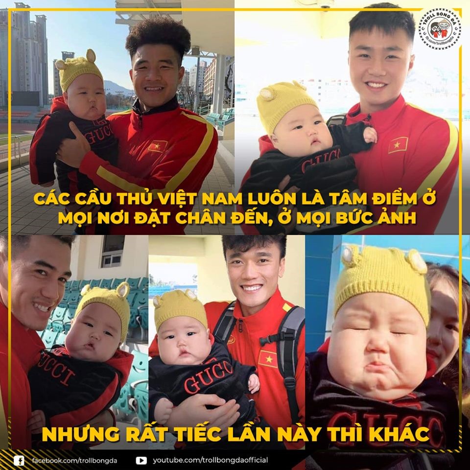 Các cầu thủ U23 Việt Nam không còn là nhân vật chính trong bức ảnh Ảnh:Troll bóng đá