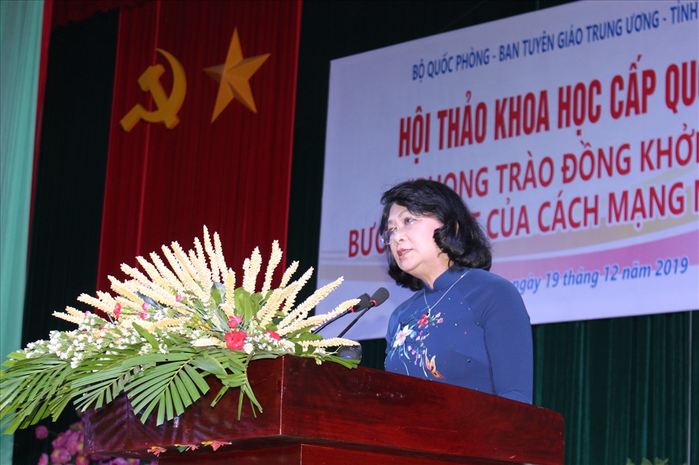 Phó Chủ tịch nước Đặng Thị Ngọc Thịnh phát biểu tại Hội thảo. Ảnh: K.Q
