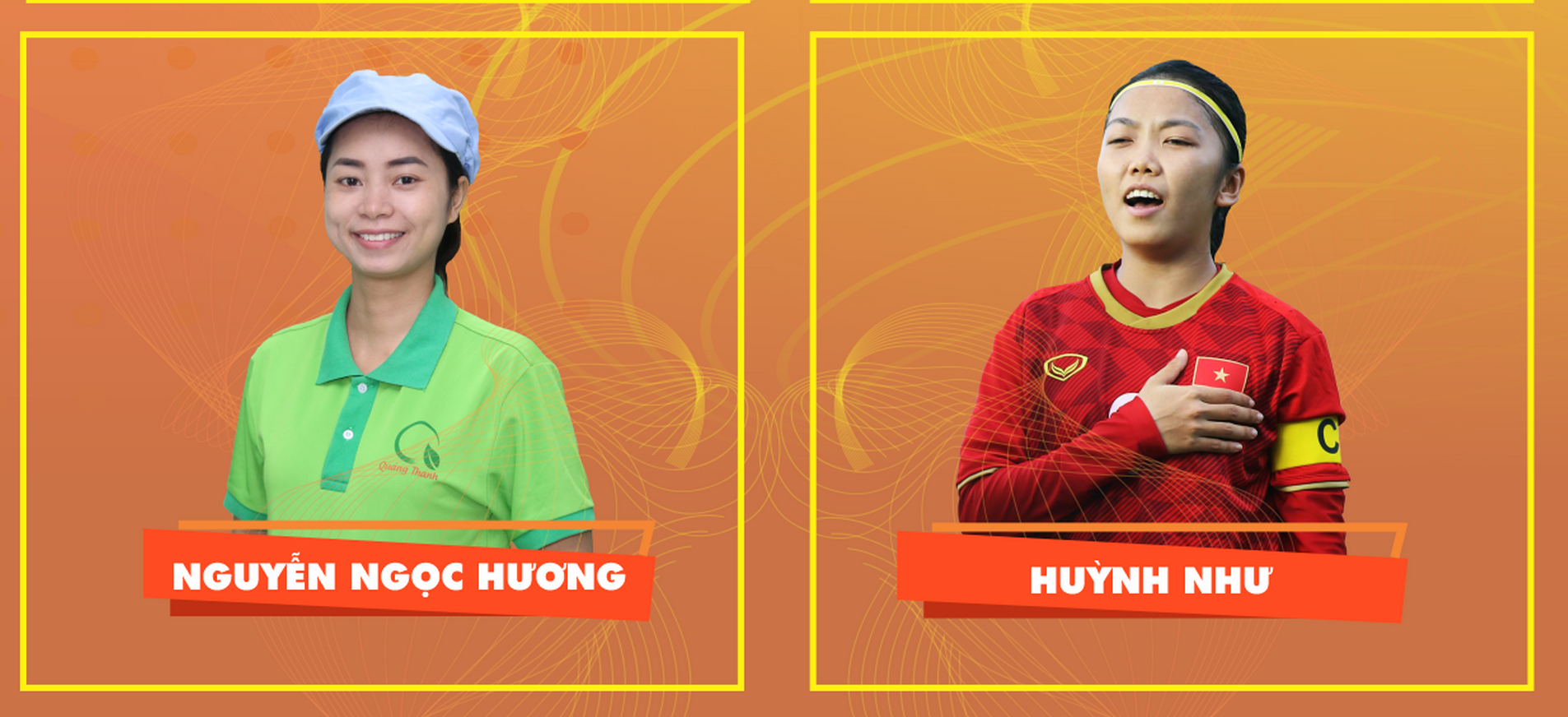 Chị Nguyễn Ngọc Hương và nữ cầu thủ Huỳnh Như
