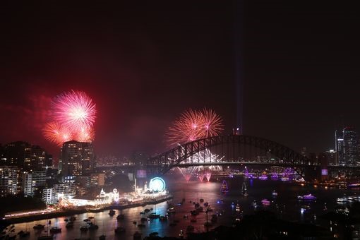 Pháo hoa ở Cầu cảng Sydney, Australia. Ảnh: Getty