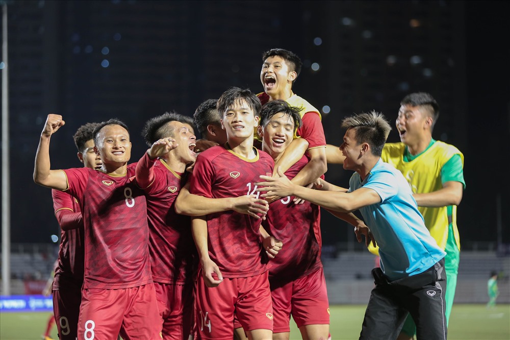 Lần gần nhất U22 Việt Nam đánh bại Indonesia là ngay tại vòng bảng SEA Games 30 với tỉ số 2-1. Ảnh: D.P