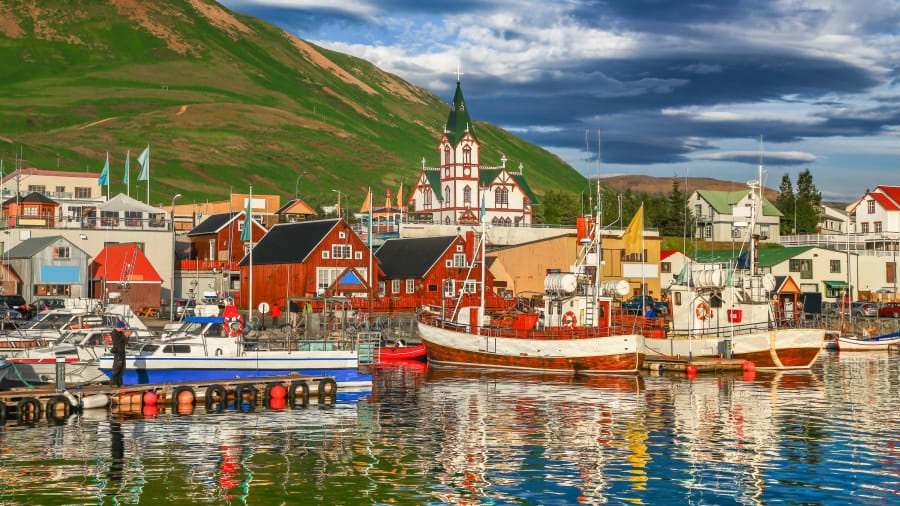 Arctic Coast Way, Iceland: Away from the crowds of Iceland's Golden Circle attractions, there's the peaceful Arctic Coast Way route, including a stopover in the historic town of Husavik, pictured. canadastock/Shutterstock