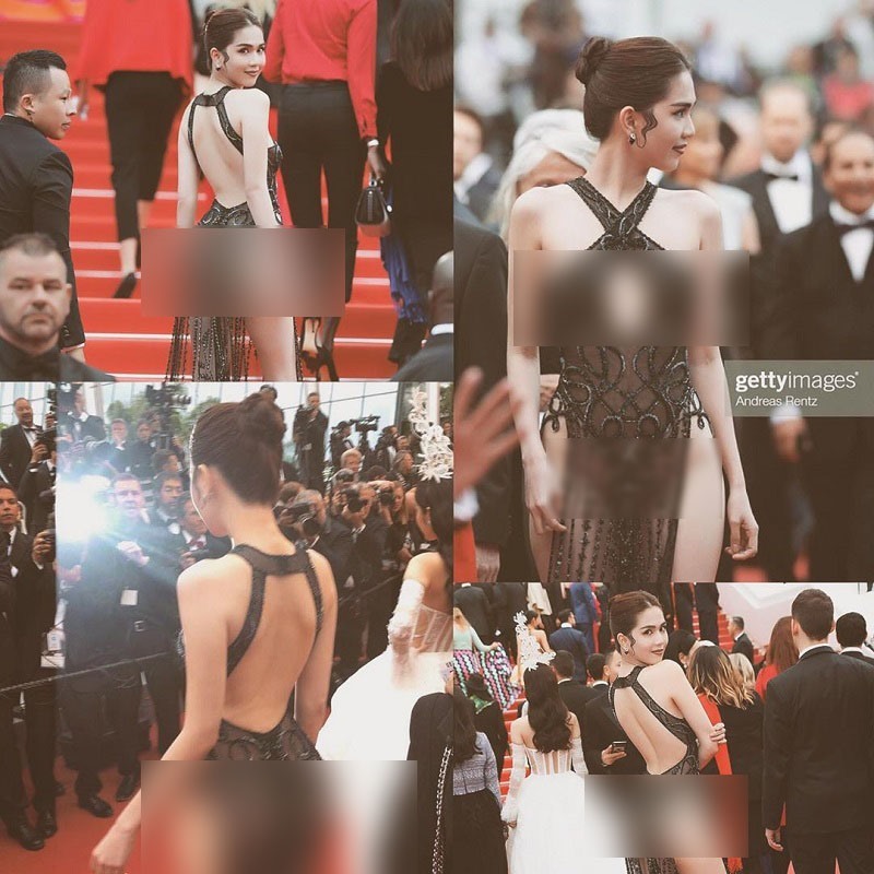Bộ váy gây tranh cãi của Ngọc Trinh khi xuất hiện của Cannes 2019.