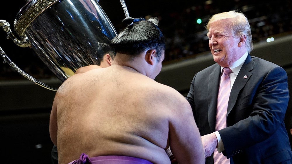 Ngày 26.5, Tổng thống Mỹ Donald Trump và Đệ nhất phu nhân Melania Trump đã đến xem một giải đấu vật sumo tại Tokyo. Ảnh: AFP