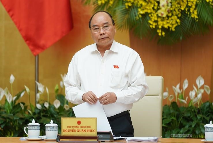 Thủ tướng Nguyễn Xuân Phúc phát biểu kết luận phiên họp Chính phủ thường kỳ tháng 5.2019. Ảnh: Cổng Thông tin Chính phủ