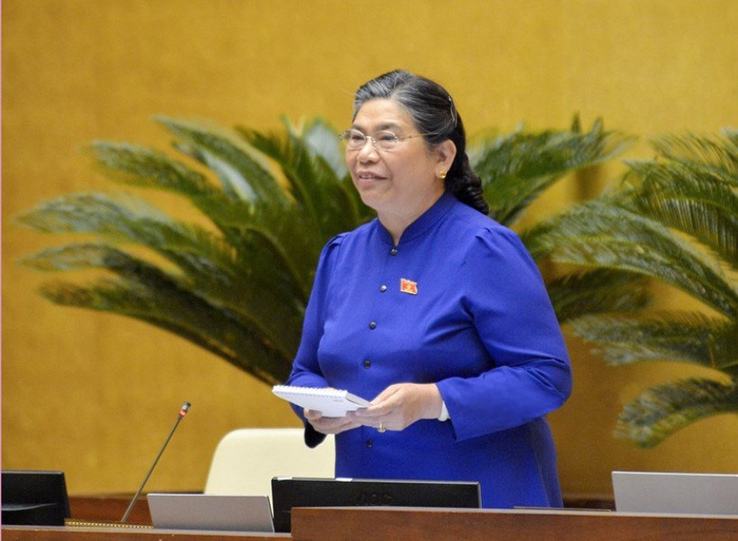 Phó Chủ tịch Thường trực Quốc hội Tòng Thị Phóng phát biểu về dự án Bộ luật Lao động (sửa đổi). Ảnh: QH