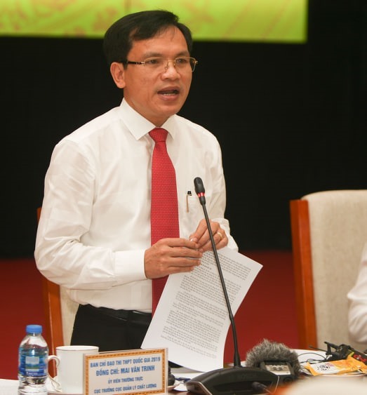 Ông Mai Văn Trinh - Cục trưởng Cục Quản lý chất lượng (Bộ GDĐT) thông tin về quy trình chấm thi THPT quốc gia 2019.