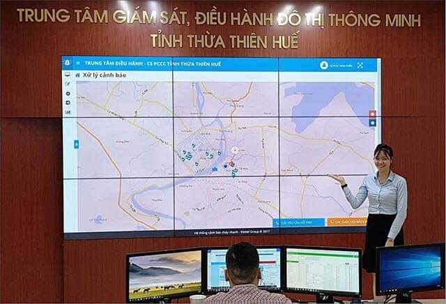 Hình ảnh Trung tâm Giám sát, điều hành đô thị thông minh của tỉnh Thừa Thiên - Huế.