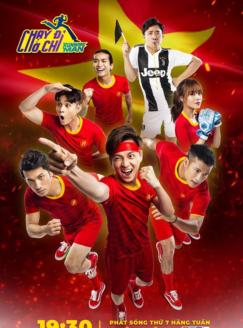 Dàn nghệ sĩ tham gia Running Man tung poster cổ vũ ĐT Việt Nam. Ảnh: FB Running Man