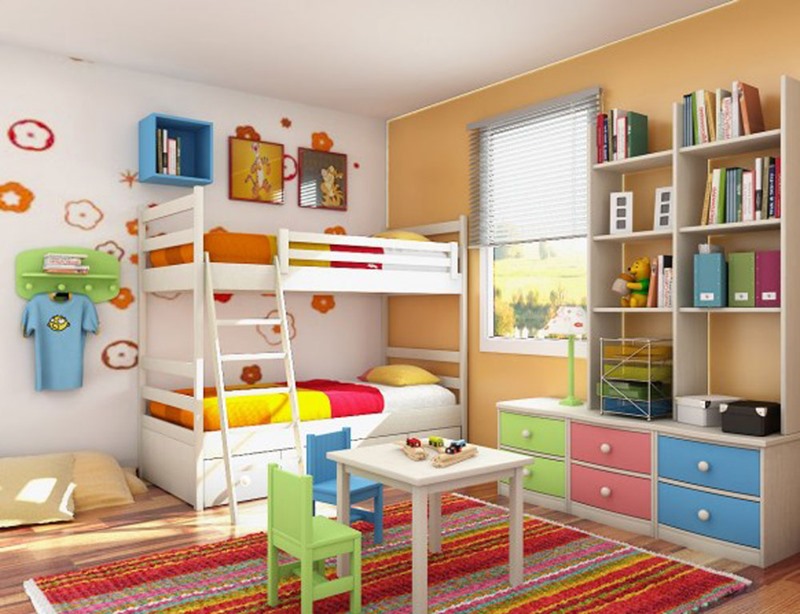 Màu sắc sặc sỡ trên các vật dụng đã tô điểm cho căn phòng và sẽ hấp dẫn đối với trẻ nhỏ.