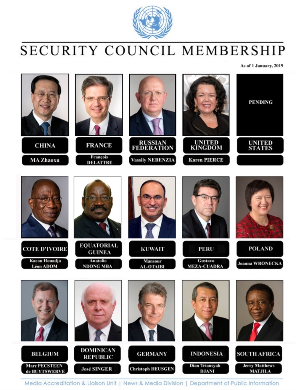 Các thành viên Hội đồng Bảo an Liên Hợp Quốc hiện nay. Ảnh: UN.