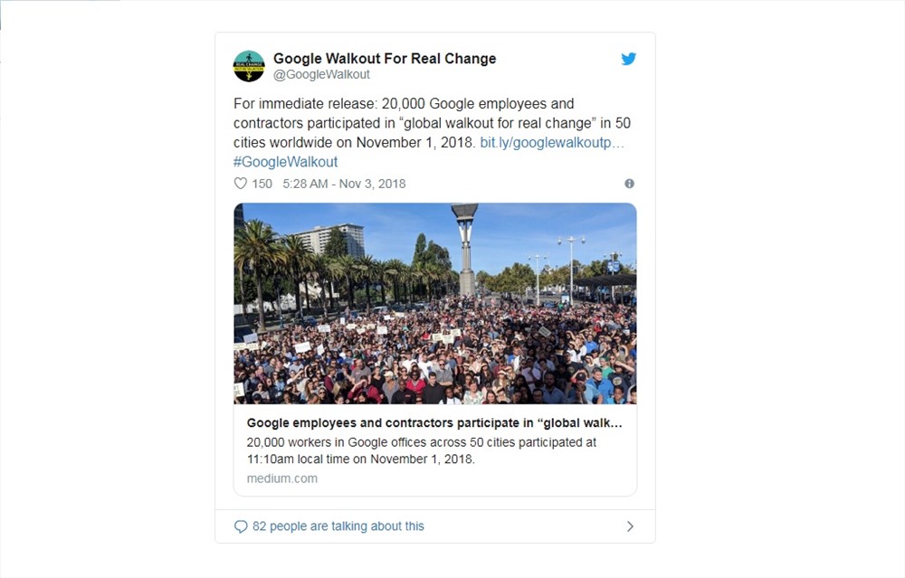 Sự kiện GoogleWalkout tại San Francisco, California vào ngày 1 tháng 11 năm 2018