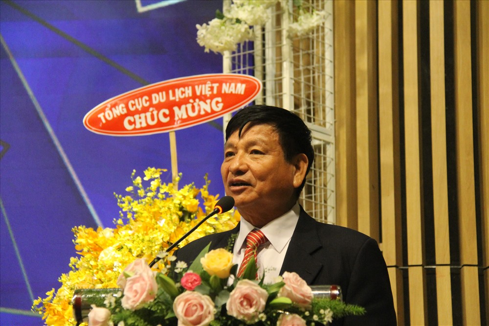 Ông Nguyễn Xuân Thùy - Chủ tịch HĐQT Công ty CP Thương mại và Du lịch Quốc tế phát biểu tại lễ gắn hạng khách sạn 5 sao. Ảnh: K.L