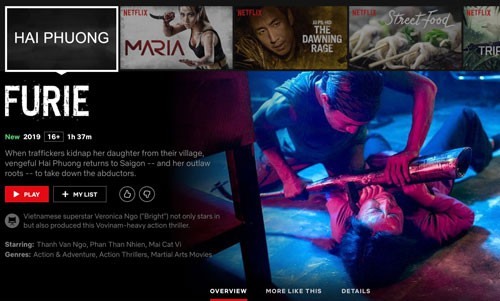 Phim “Hai Phượng” trên nền tảng trang phim thu phí Netflix. (Ảnh chụp từ màn hình).